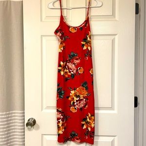 NWT- fashion nova women’s midi dress red sz L